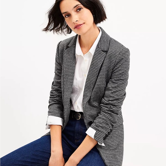 WHITE HOUSE BLACK MARKET Shawl-Collar Grid Black and White Checked Jacket - SZ 2 - Picture 1 of 12